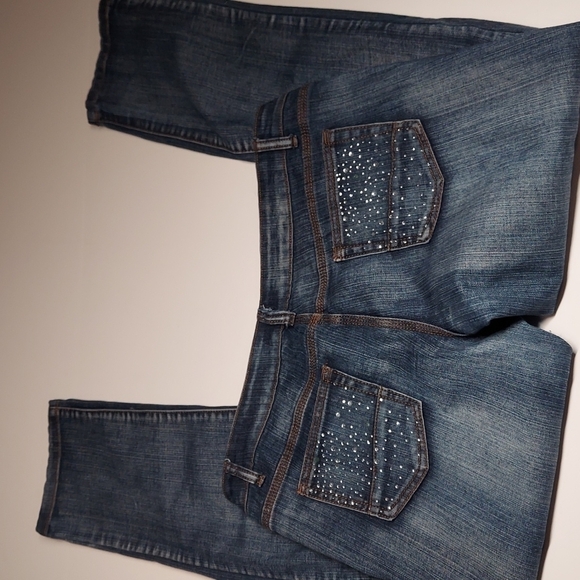 Decibel Women's Distressed Jeans with Rhinestones - Picture 5 of 11